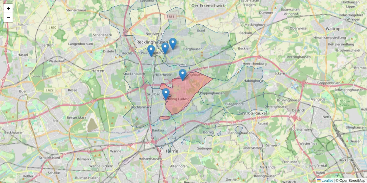 Karte des Postleitzahlen Bereichs  und der umliegenden Postleitzahlen in Deutschland