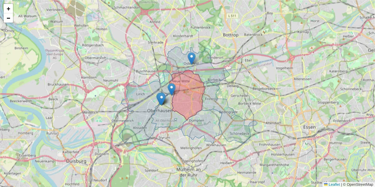 Karte des Postleitzahlen Bereichs  und der umliegenden Postleitzahlen in Deutschland