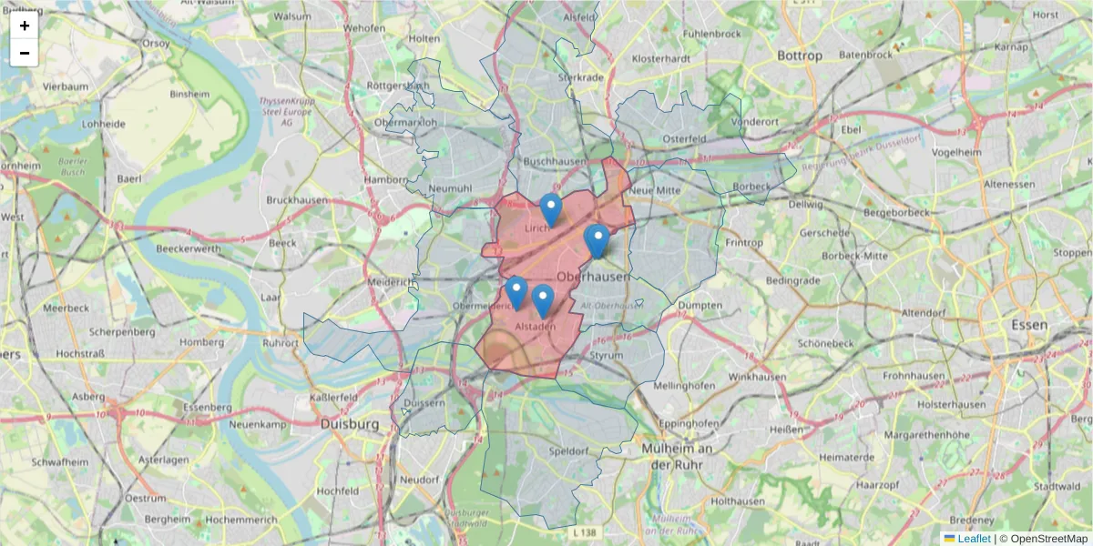 Karte des Postleitzahlen Bereichs  und der umliegenden Postleitzahlen in Deutschland
