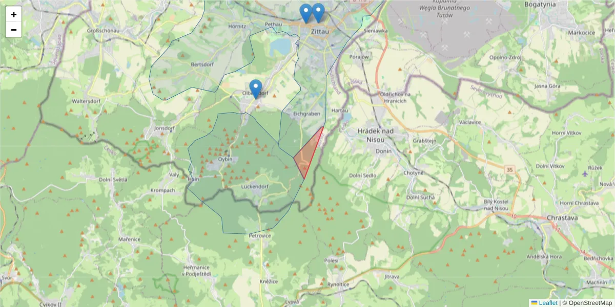 Karte des Postleitzahlen Bereichs  und der umliegenden Postleitzahlen in Deutschland