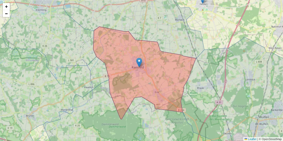 Karte des Postleitzahlen Bereichs  und der umliegenden Postleitzahlen in Deutschland