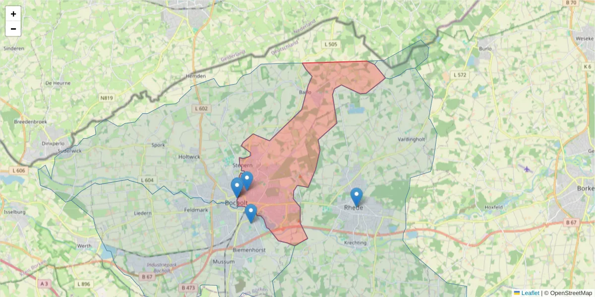Karte des Postleitzahlen Bereichs  und der umliegenden Postleitzahlen in Deutschland