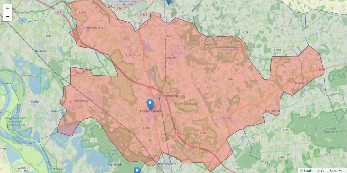 Karte des Postleitzahlen Bereichs  und der umliegenden Postleitzahlen in Deutschland