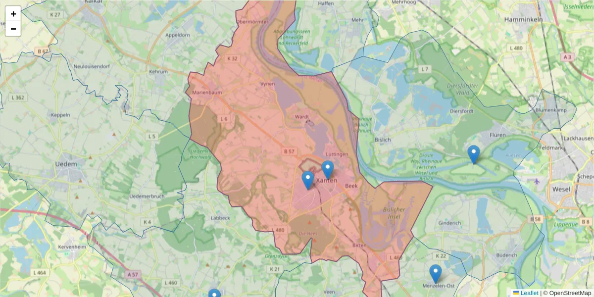 Karte des Postleitzahlen Bereichs  und der umliegenden Postleitzahlen in Deutschland