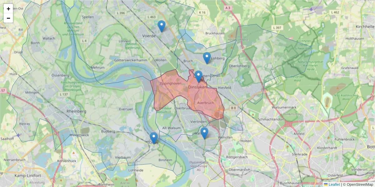 Karte des Postleitzahlen Bereichs  und der umliegenden Postleitzahlen in Deutschland