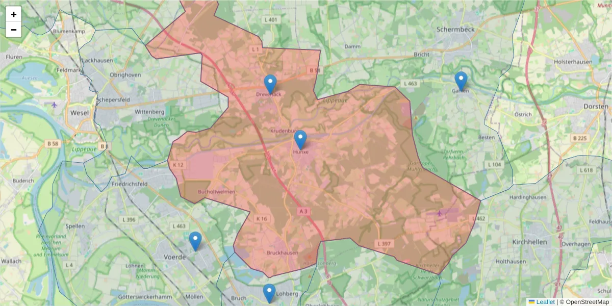 Karte des Postleitzahlen Bereichs  und der umliegenden Postleitzahlen in Deutschland