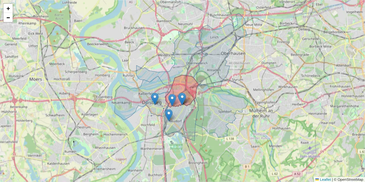 Karte des Postleitzahlen Bereichs  und der umliegenden Postleitzahlen in Deutschland
