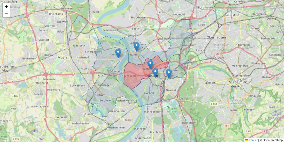Karte des Postleitzahlen Bereichs  und der umliegenden Postleitzahlen in Deutschland