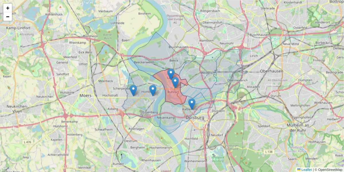 Karte des Postleitzahlen Bereichs  und der umliegenden Postleitzahlen in Deutschland