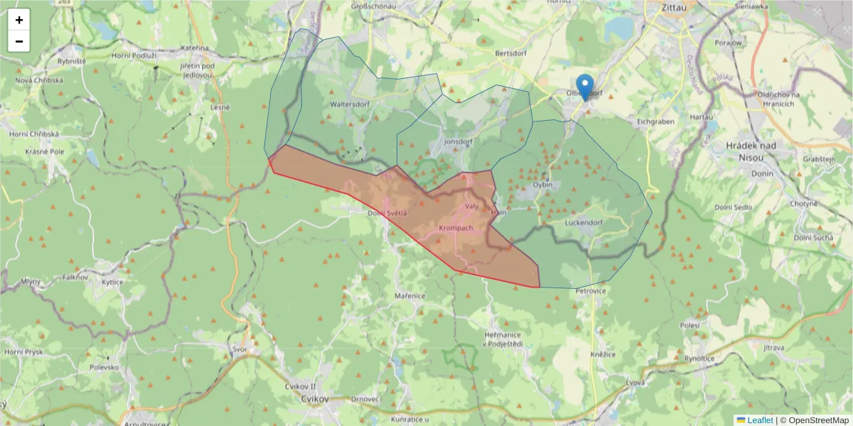 Karte des Postleitzahlen Bereichs  und der umliegenden Postleitzahlen in Deutschland