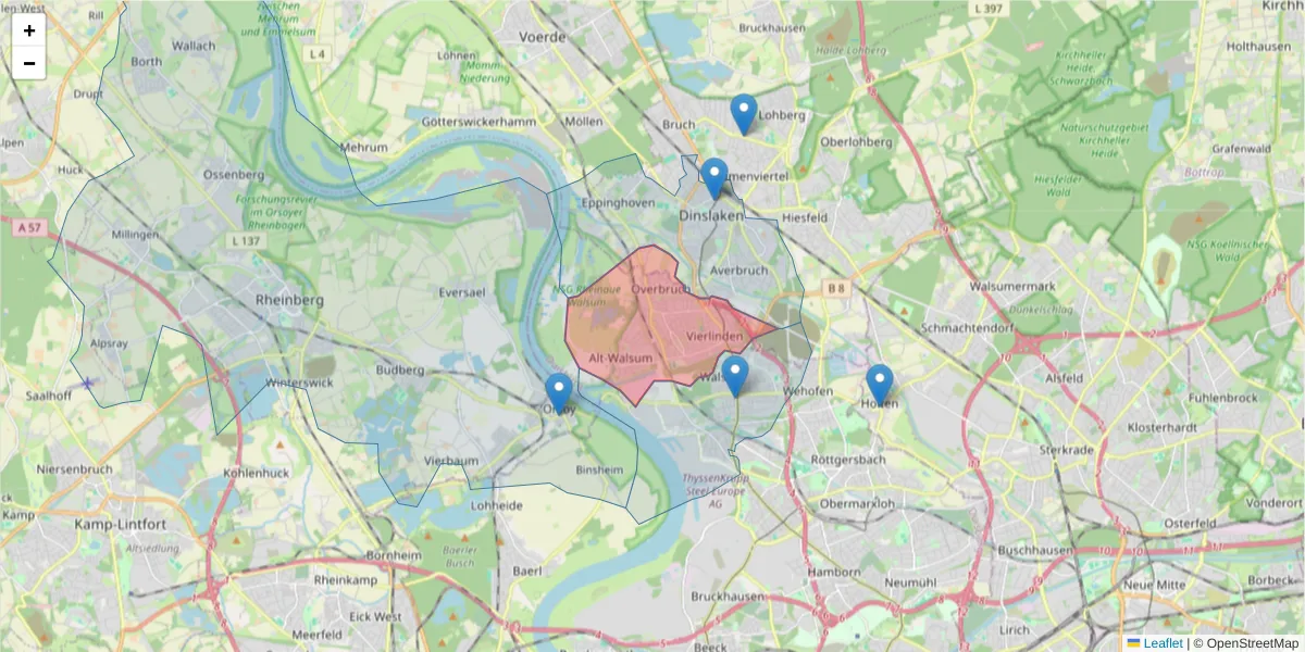 Karte des Postleitzahlen Bereichs  und der umliegenden Postleitzahlen in Deutschland