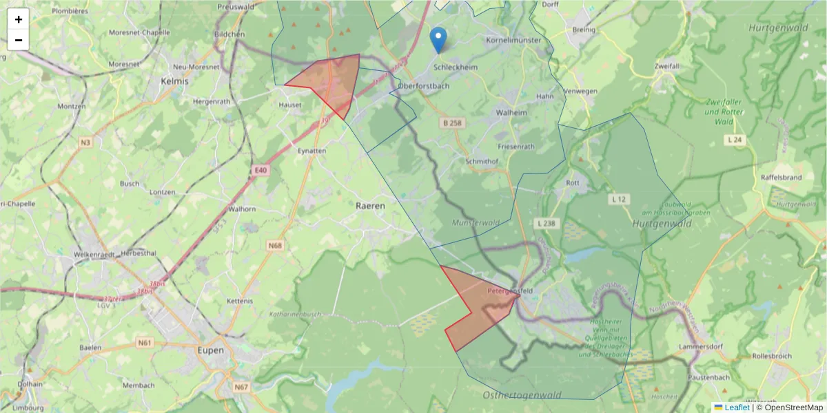 Karte des Postleitzahlen Bereichs  und der umliegenden Postleitzahlen in Deutschland