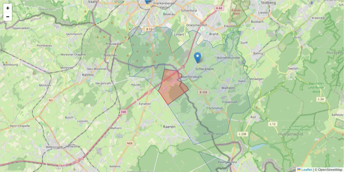 Karte des Postleitzahlen Bereichs  und der umliegenden Postleitzahlen in Deutschland