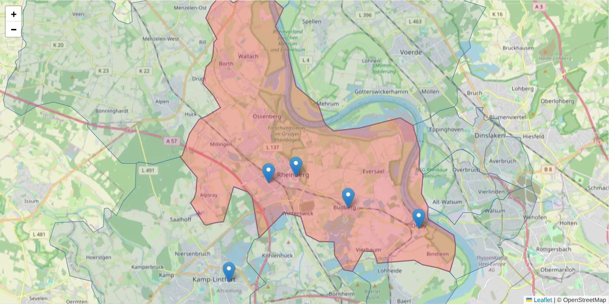 Karte des Postleitzahlen Bereichs  und der umliegenden Postleitzahlen in Deutschland