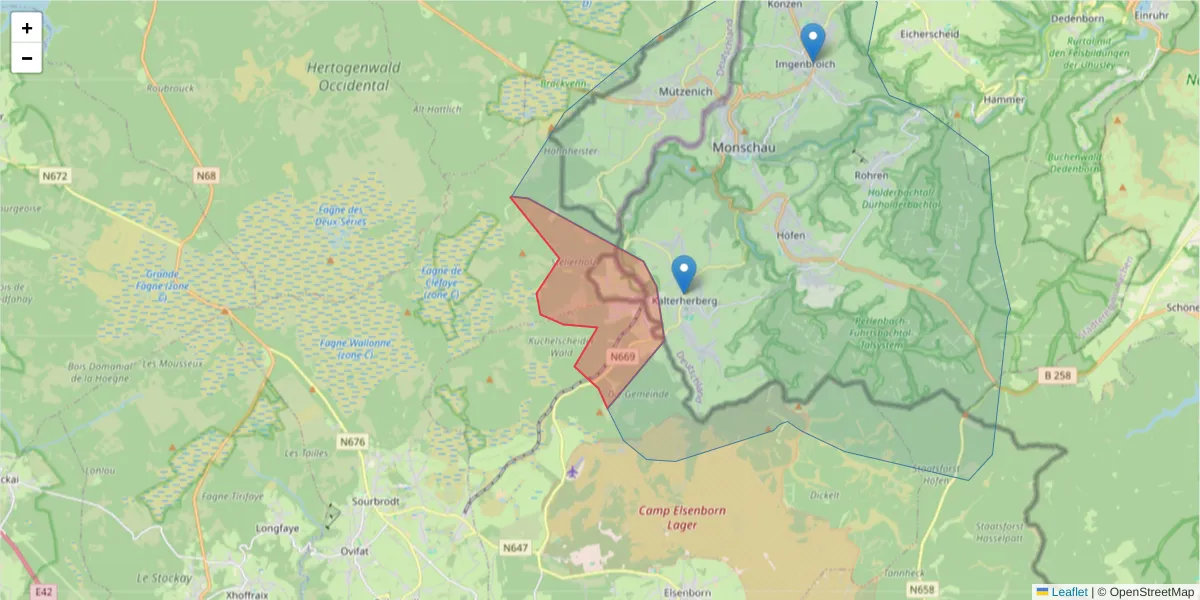 Karte des Postleitzahlen Bereichs  und der umliegenden Postleitzahlen in Deutschland