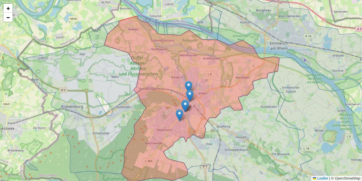 Karte des Postleitzahlen Bereichs  und der umliegenden Postleitzahlen in Deutschland