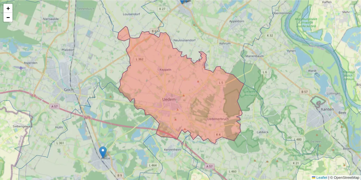 Karte des Postleitzahlen Bereichs  und der umliegenden Postleitzahlen in Deutschland