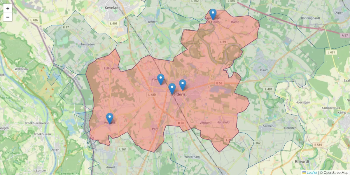 Karte des Postleitzahlen Bereichs  und der umliegenden Postleitzahlen in Deutschland