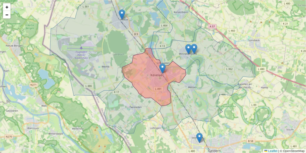 Karte des Postleitzahlen Bereichs  und der umliegenden Postleitzahlen in Deutschland