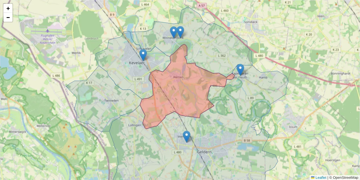 Karte des Postleitzahlen Bereichs  und der umliegenden Postleitzahlen in Deutschland