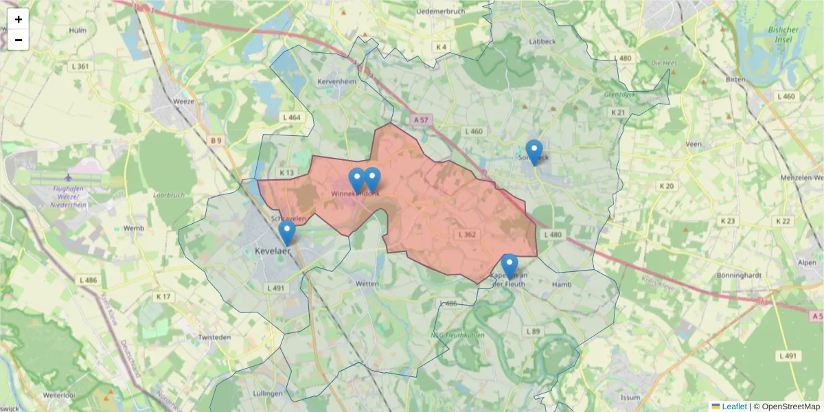 Karte des Postleitzahlen Bereichs  und der umliegenden Postleitzahlen in Deutschland