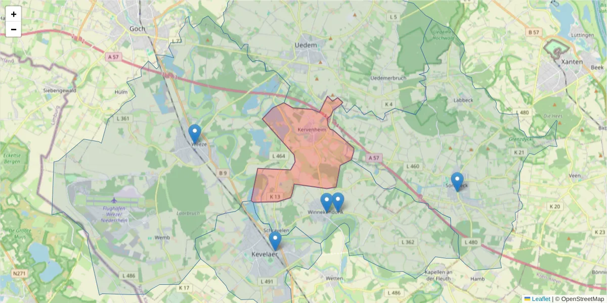 Karte des Postleitzahlen Bereichs  und der umliegenden Postleitzahlen in Deutschland