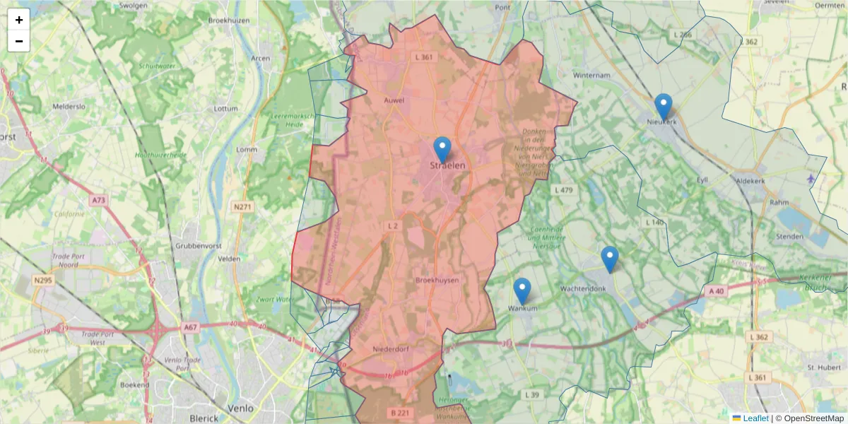 Karte des Postleitzahlen Bereichs  und der umliegenden Postleitzahlen in Deutschland