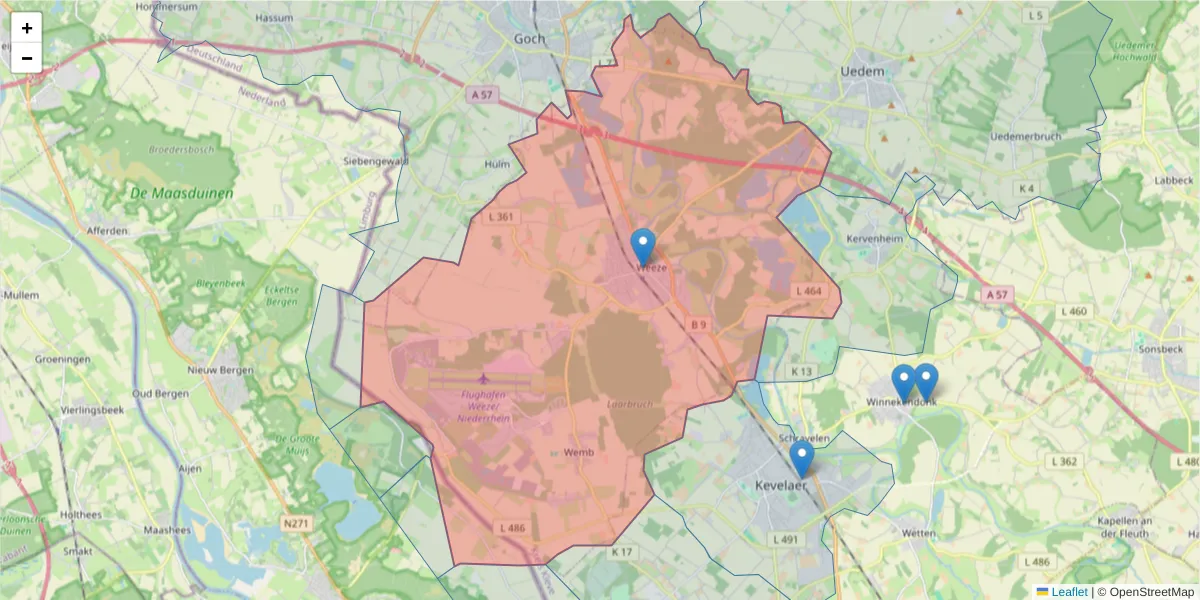 Karte des Postleitzahlen Bereichs  und der umliegenden Postleitzahlen in Deutschland