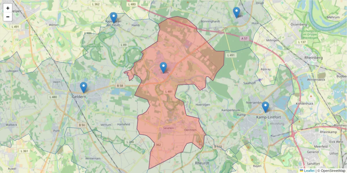 Karte des Postleitzahlen Bereichs  und der umliegenden Postleitzahlen in Deutschland