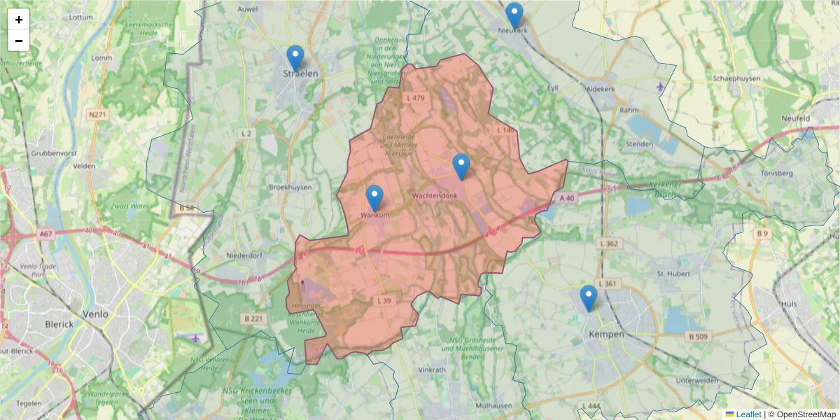 Karte des Postleitzahlen Bereichs  und der umliegenden Postleitzahlen in Deutschland
