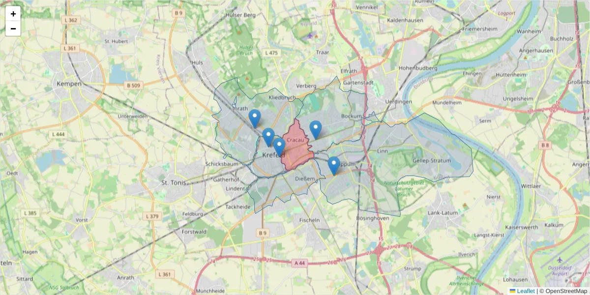 Karte des Postleitzahlen Bereichs  und der umliegenden Postleitzahlen in Deutschland