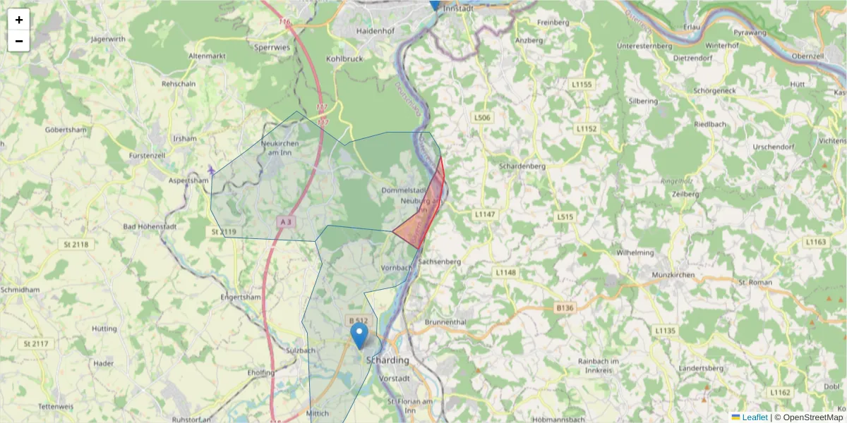 Karte des Postleitzahlen Bereichs  und der umliegenden Postleitzahlen in Deutschland