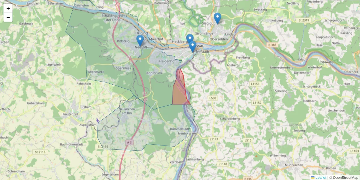 Karte des Postleitzahlen Bereichs  und der umliegenden Postleitzahlen in Deutschland
