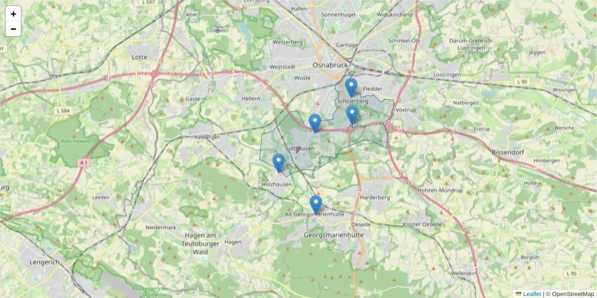Karte des Postleitzahlen Bereichs  und der umliegenden Postleitzahlen in Deutschland