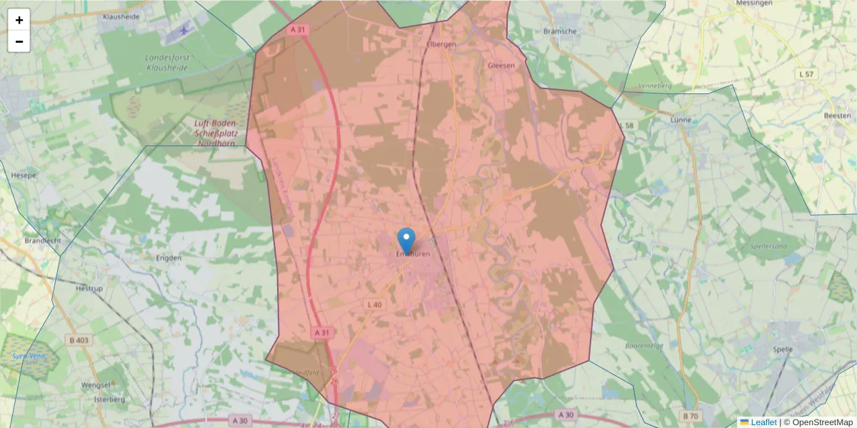 Karte des Postleitzahlen Bereichs  und der umliegenden Postleitzahlen in Deutschland