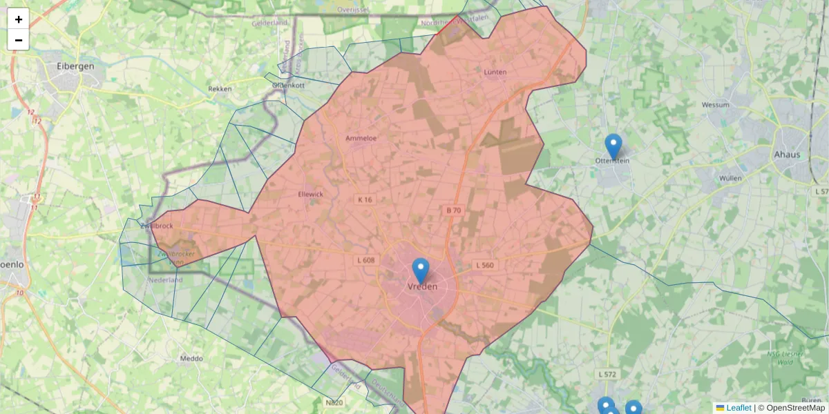 Karte des Postleitzahlen Bereichs  und der umliegenden Postleitzahlen in Deutschland