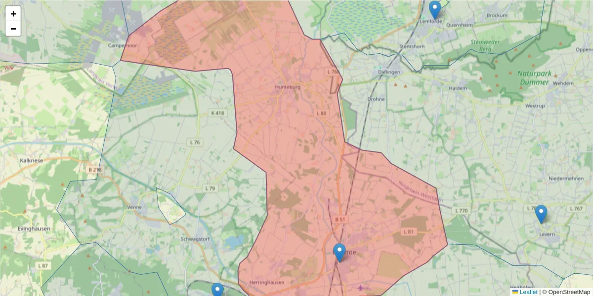 Karte des Postleitzahlen Bereichs  und der umliegenden Postleitzahlen in Deutschland