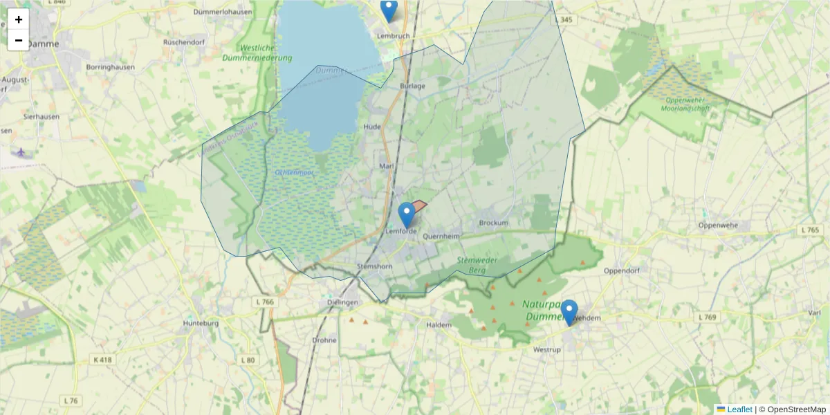 Karte des Postleitzahlen Bereichs  und der umliegenden Postleitzahlen in Deutschland