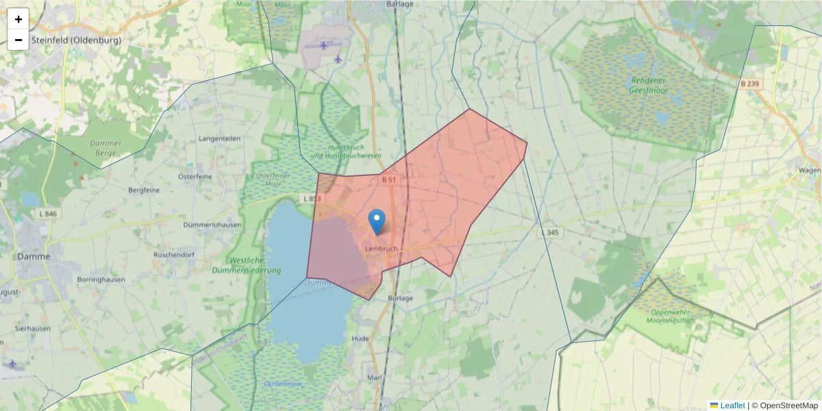 Karte des Postleitzahlen Bereichs  und der umliegenden Postleitzahlen in Deutschland