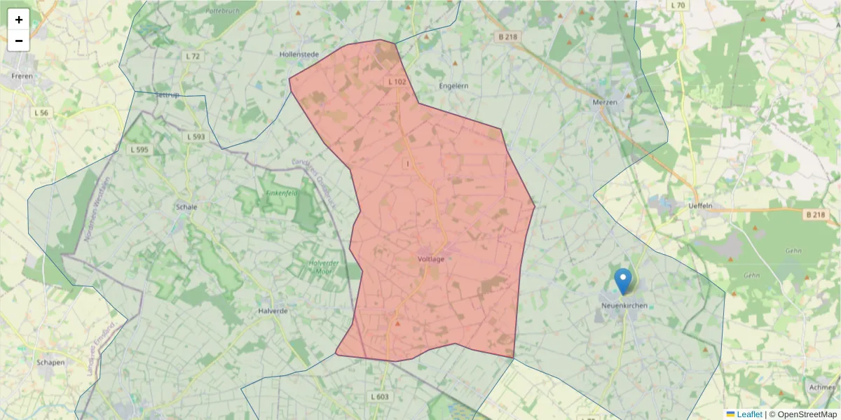 Karte des Postleitzahlen Bereichs  und der umliegenden Postleitzahlen in Deutschland