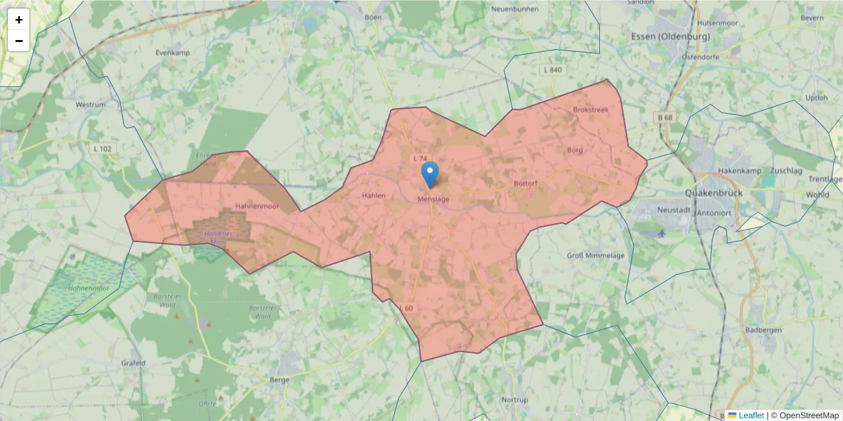 Karte des Postleitzahlen Bereichs  und der umliegenden Postleitzahlen in Deutschland