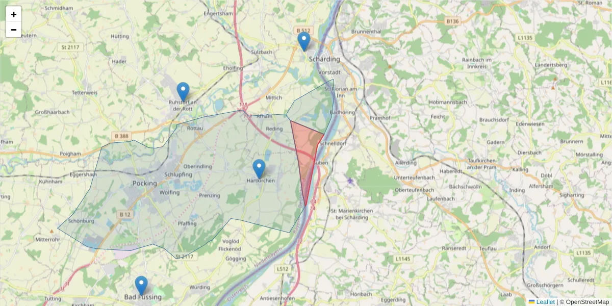 Karte des Postleitzahlen Bereichs  und der umliegenden Postleitzahlen in Deutschland