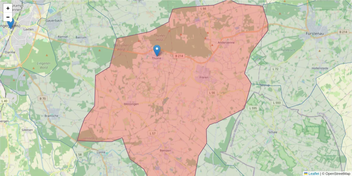 Karte des Postleitzahlen Bereichs  und der umliegenden Postleitzahlen in Deutschland