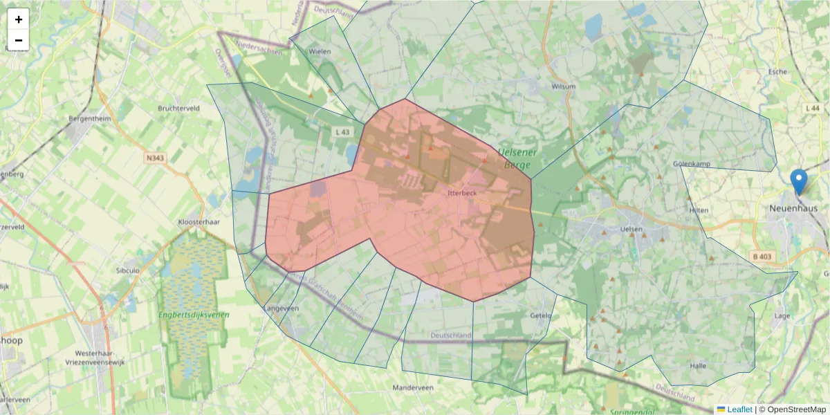 Karte des Postleitzahlen Bereichs  und der umliegenden Postleitzahlen in Deutschland