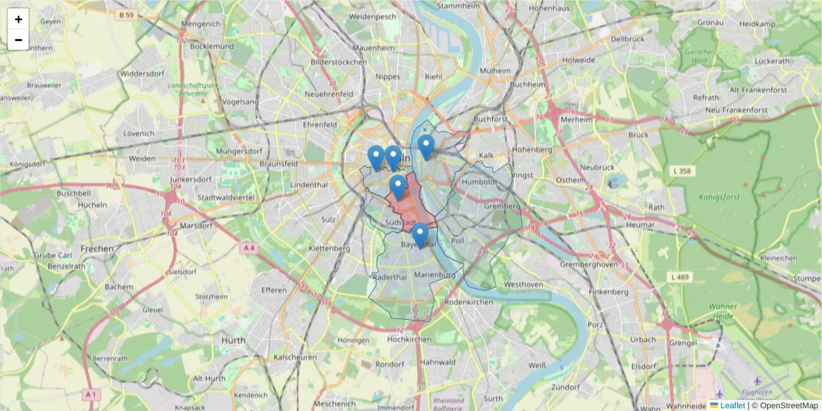Karte des Postleitzahlen Bereichs  und der umliegenden Postleitzahlen in Deutschland