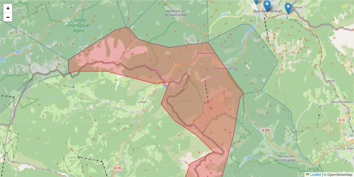 Karte des Postleitzahlen Bereichs  und der umliegenden Postleitzahlen in Deutschland
