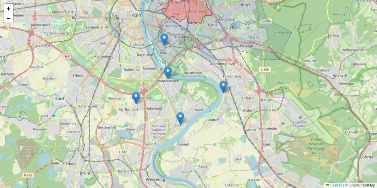 Karte des Postleitzahlen Bereichs  und der umliegenden Postleitzahlen in Deutschland