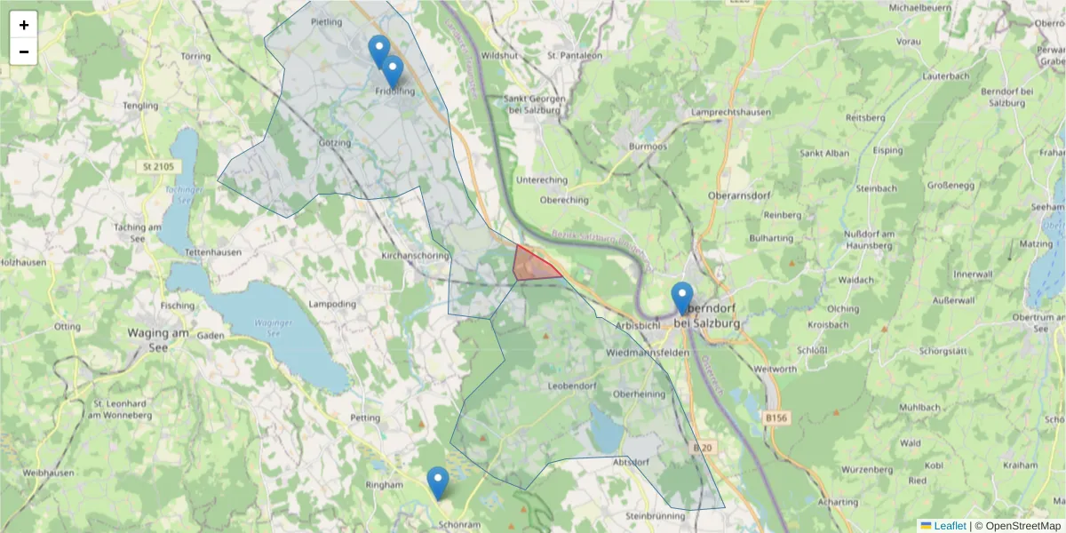 Karte des Postleitzahlen Bereichs  und der umliegenden Postleitzahlen in Deutschland