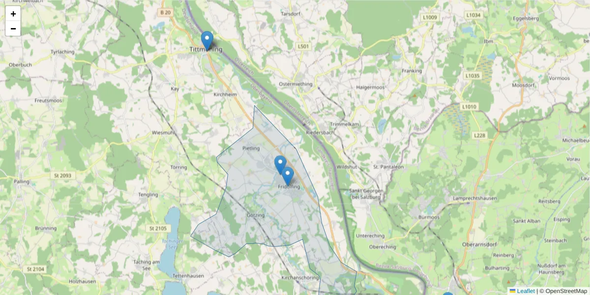 Karte des Postleitzahlen Bereichs  und der umliegenden Postleitzahlen in Deutschland