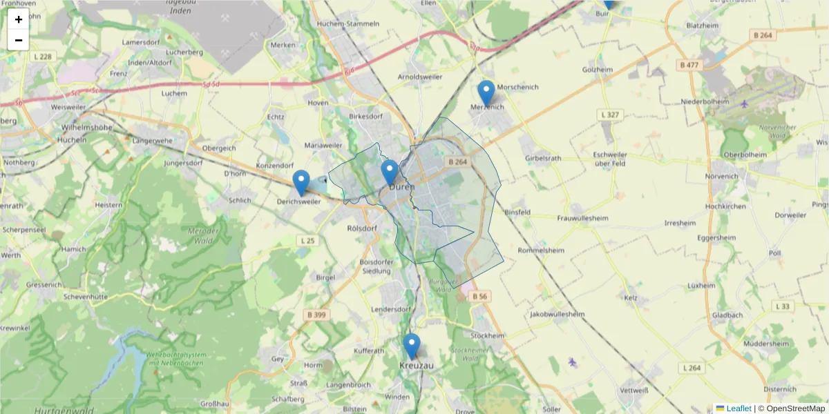 Karte des Postleitzahlen Bereichs  und der umliegenden Postleitzahlen in Deutschland